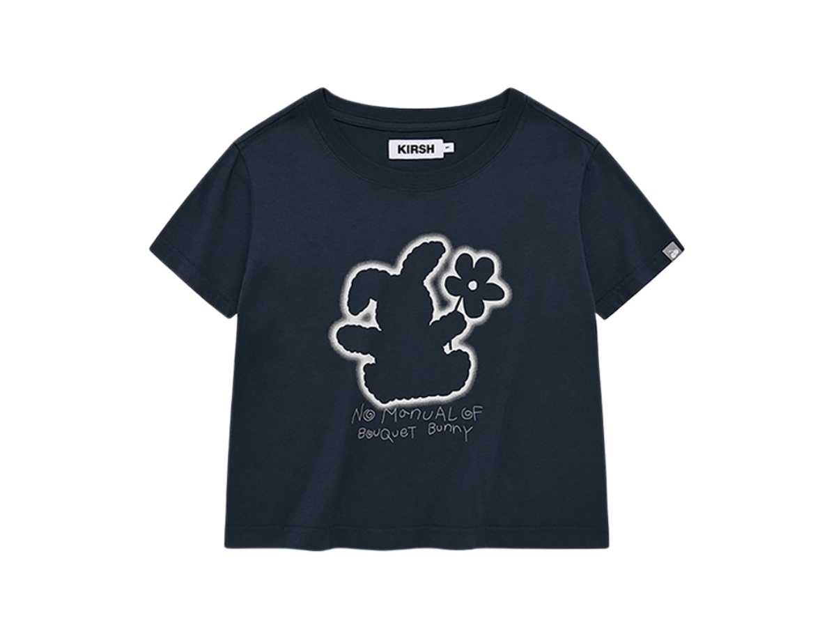 ★KIRSH★ Witty Bunny Sketch Crop T-Shirt Black WITTY BUNNY TOMBOY SKETCH T-SHIRT [CHARCOAL] - KIRSH | 60
