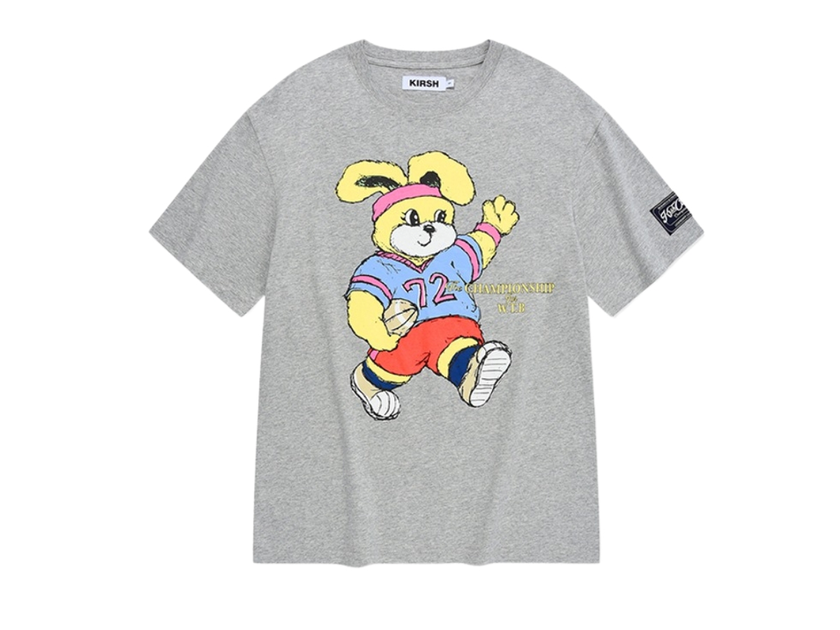 KIRSH Witty Bunny Loose Fit Graphic T-Shirt Melange Gray