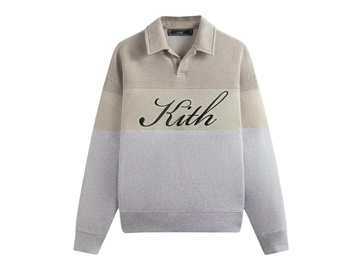 Kith Color-Blocked Nelson Collared Pullover Light Heather Grey