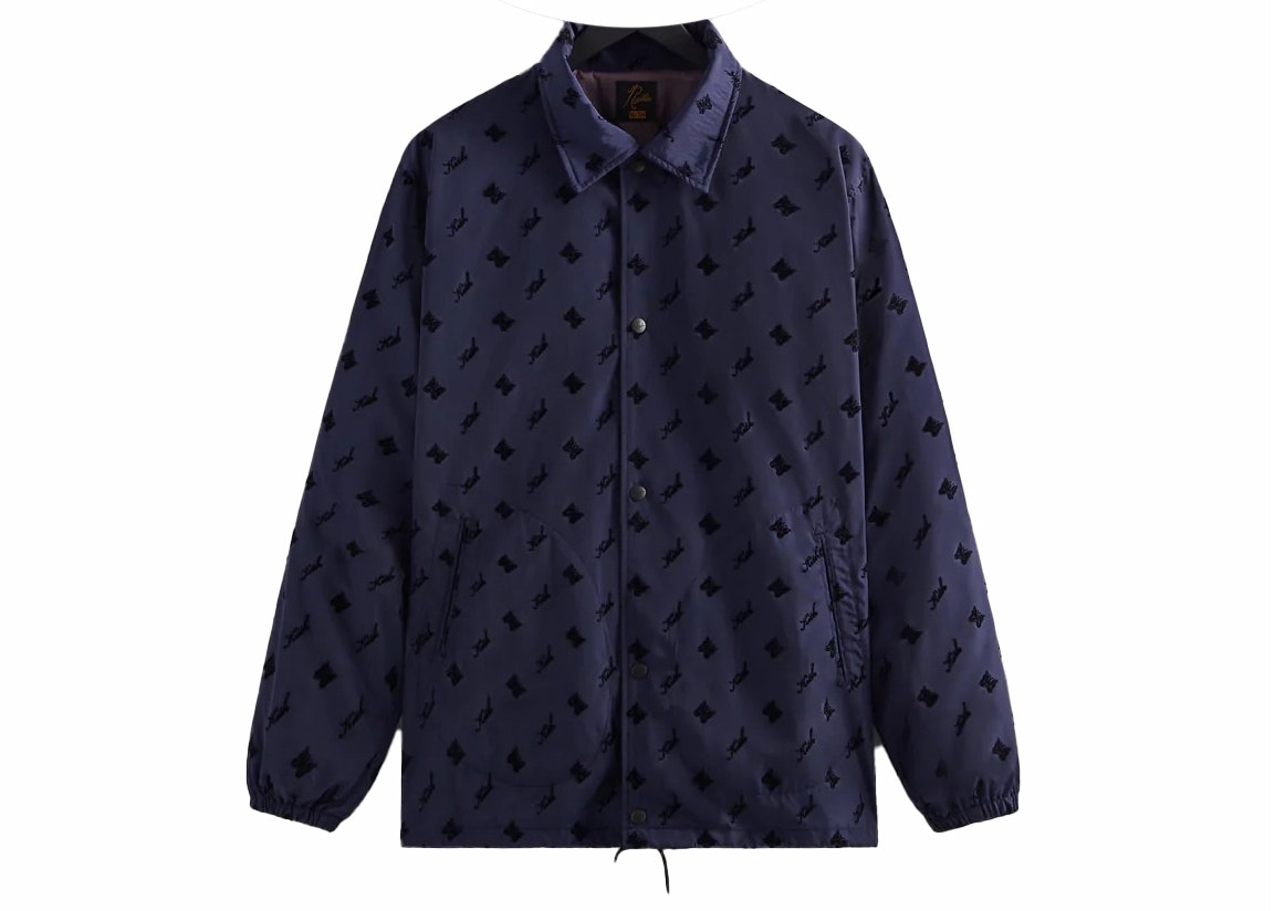 【激レア】Kith x Needles Nylon Coaches Jacket Kith Needles Flocked Nylon Coaches Jacket Nocturnal | ของแท้