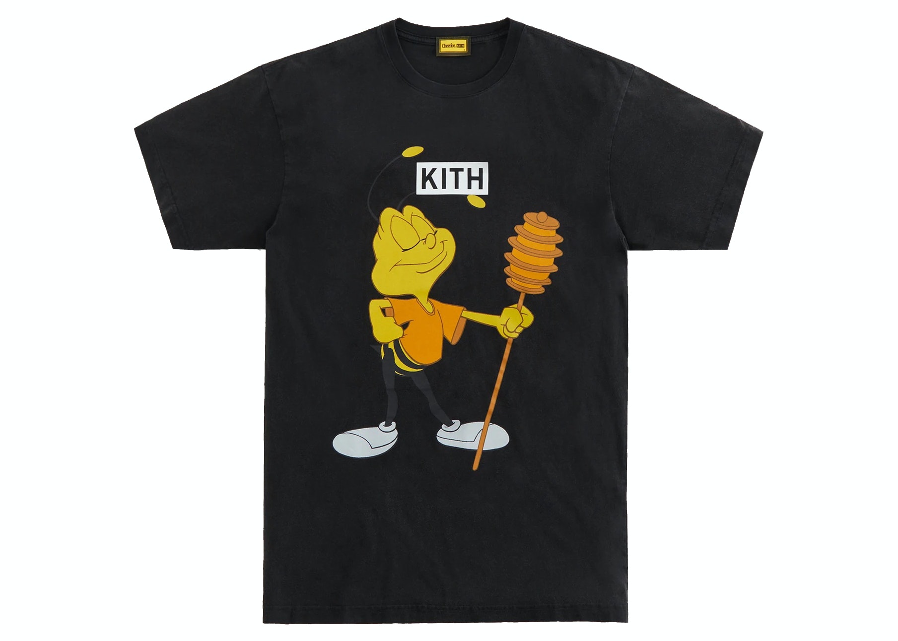 KITH Treats x Cheerios★Buzz Bee クラシックロゴ半袖Tシャツ Kith Treats Cheerios Buzz Bee Vintage Tee Black | ของแท้