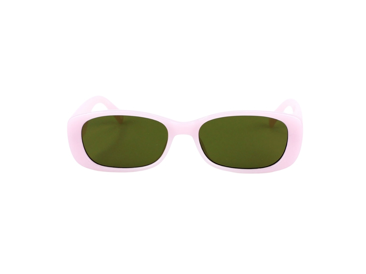 Le Specs Unreal Quilted 2202475 In Pink Acetate Frame-Square Logo With Green Lenses