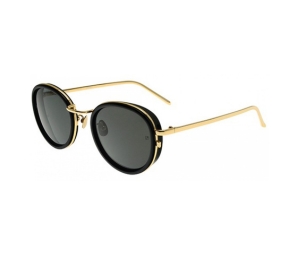 Buy Linda Farrow 387 C1 Sunglasses In Gold-Black Titanium Frame With Grey Lenses at Sasom – Authentic and Ready to Ship