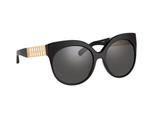 Buy Linda Farrow 388 C1 Cat Eye Sunglasses In Black Acetate Frame-gold Titanium Cage With Grey Lenses at Sasom – Authentic and Ready to Ship