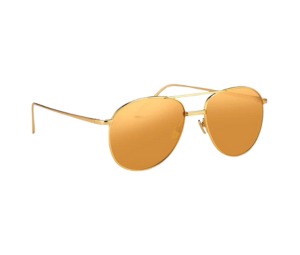 Buy Linda Farrow 482 C1 Aviator Sunglasses In Yellow Gold Frame With Gold Lenses at Sasom – Authentic and Ready to Ship