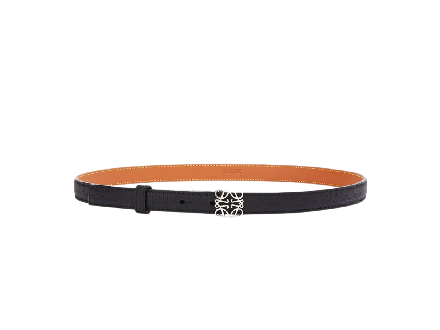 Loewe Anagram Belt In Pebble Grain Calfskin With Black Palladium