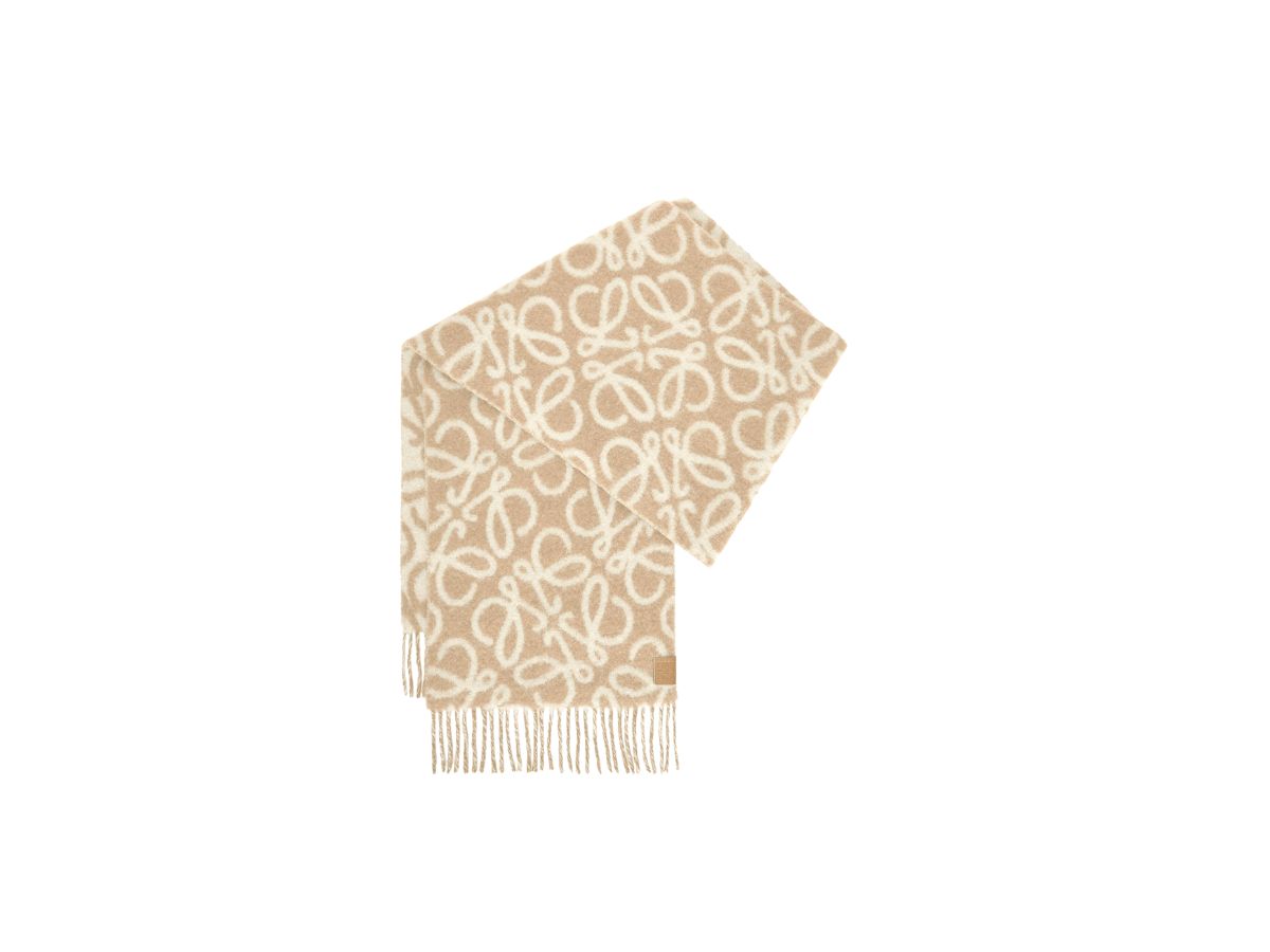 ANAGRAM 200 CM SCARF IN BLACK MIX BEIGE ALPACA AND WOOL 411850 main image 0
