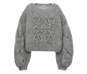 Loewe Anagram Sweater In Mohair Grey Melange
