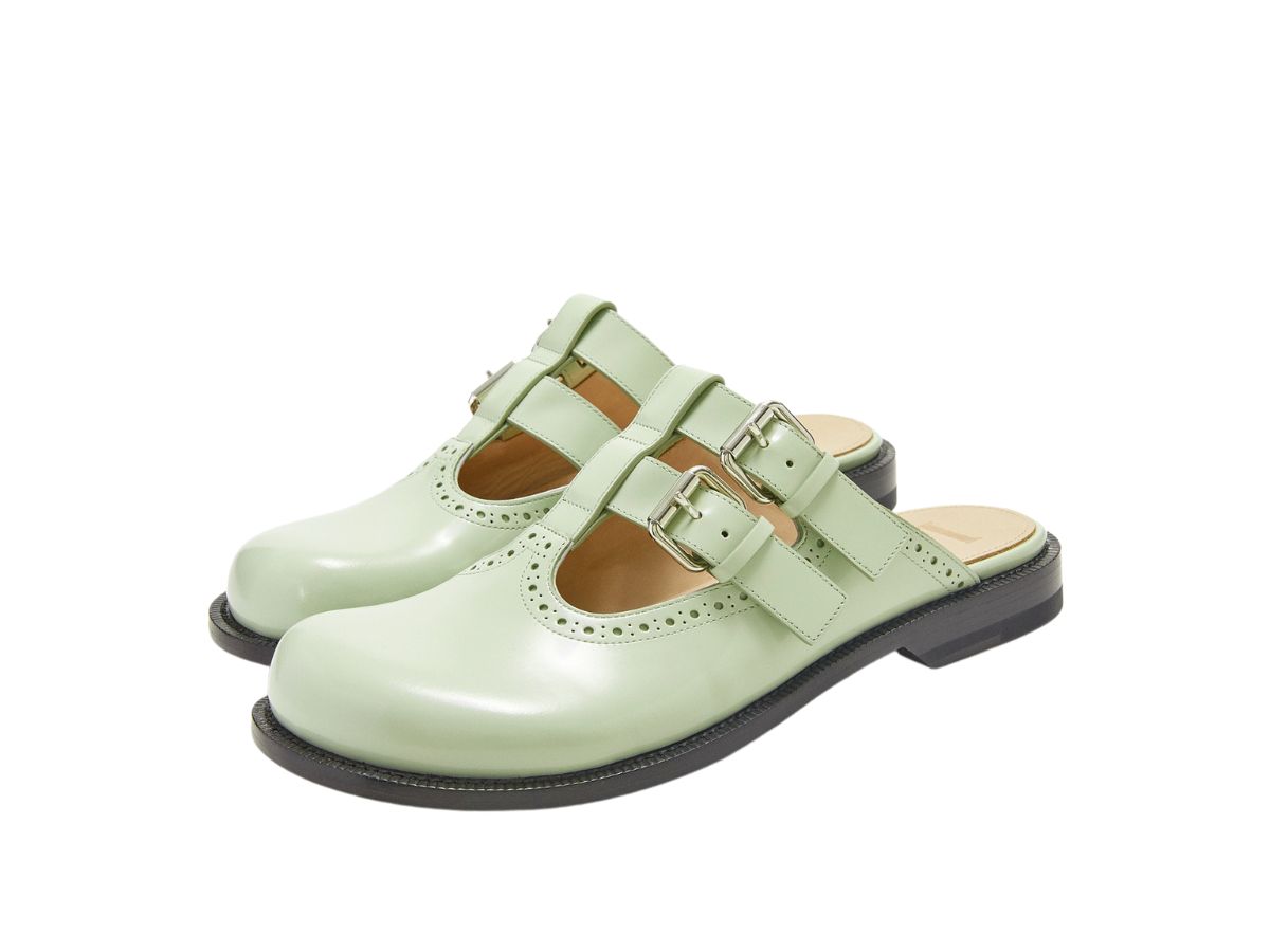 Loewe Campo Mary Jane Mule In Calfskin Pistachio (W) | SASOM