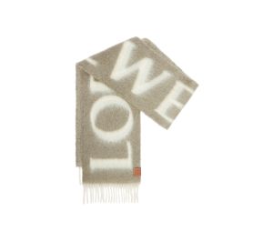 Loewe LOEWE Scarf In Wool And Mohair Khaki Green-White