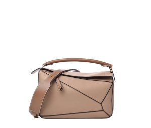 Loewe Grained Calfskin Small Puzzle Bag Sand Mink