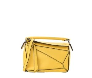 Buy Loewe Mini Puzzle Bag In Classic Calfskin Leather With Silver Hardware Yellow at Sasom – Authentic and Ready to Ship