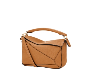 Buy Loewe Mini Puzzle Bag In Soft Grained Calfskin With Gold Metallic Colour Light Caramel at Sasom – Authentic and Ready to Ship