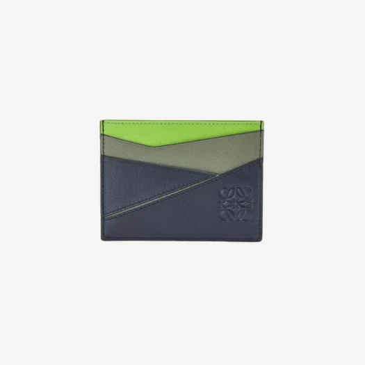Buy Loewe Puzzle Plain Card Holder in Classic Calfskin Apple Green Deep Navy at Sasom – Authentic and Ready to Ship
