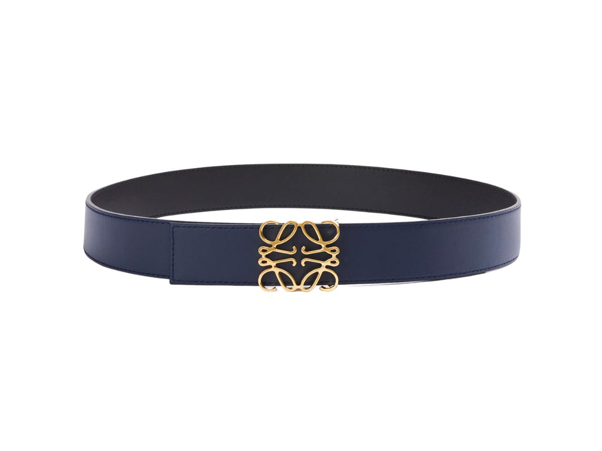 Loewe Anagram Smooth Calfskin Brass Belt Black Anagram-buckle reversible leather belt – LangShop main image 4