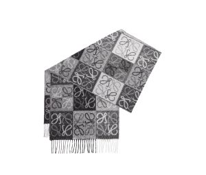 Loewe Scarf In Wool And Cashmere Black-White