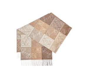 Loewe Scarf In Wool And Cashmere White-Beige