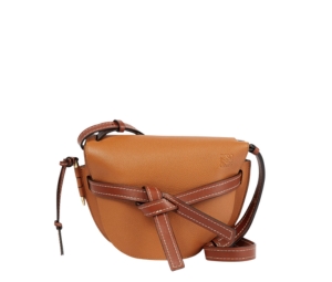 Loewe Small Gate Bag In Soft Grained Calfskin With Gold Hardware Brown