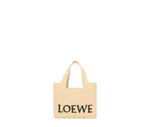 Buy Loewe Small Loewe Font Tote In Raffia Natural at Sasom – Authentic and Ready to Ship
