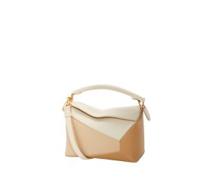 Buy Loewe Small Puzzle Bag In Classic Calfskin Angora-Dusty Beige-Gold at Sasom – Authentic and Ready to Ship