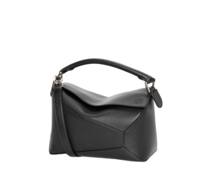 Buy Loewe Small Puzzle Bag In Classic Calfskin With Palladium Metallic Colour Black at Sasom – Authentic and Ready to Ship