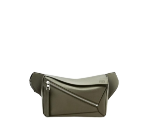 Buy Loewe Small Puzzle Bumbag In Classic Calfskin With Palladium Metallic Colour Khaki Green at Sasom – Authentic and Ready to Ship