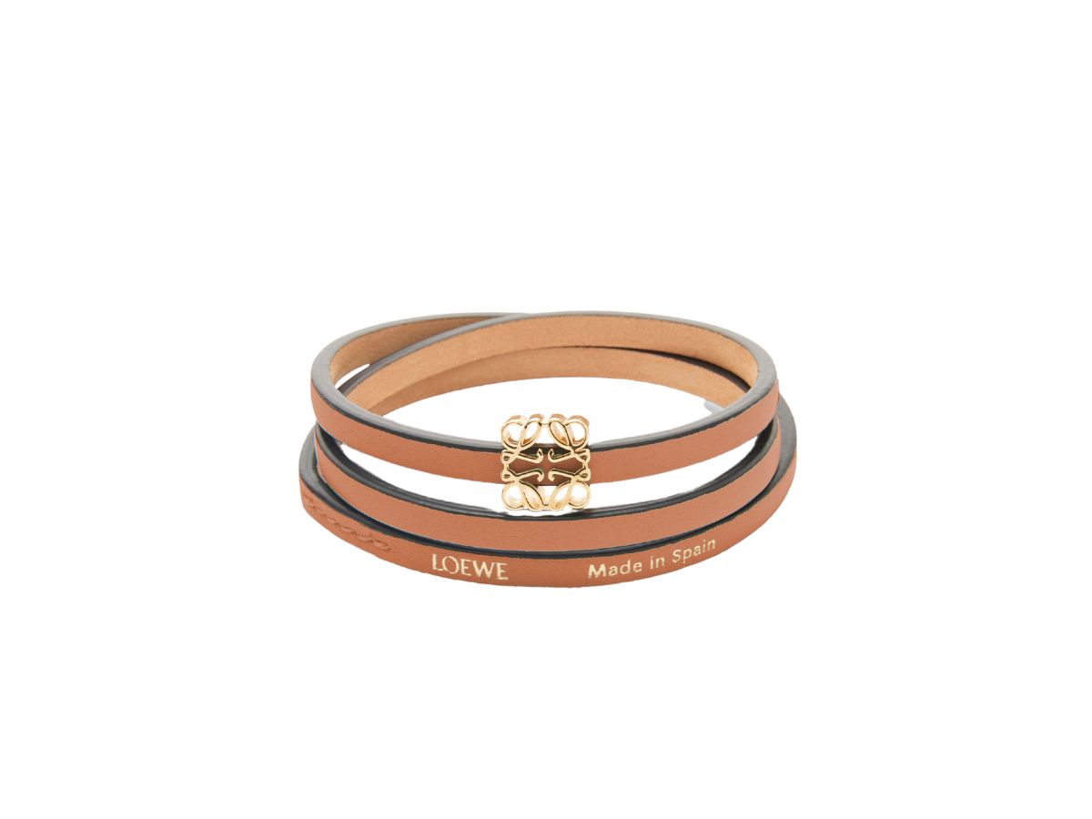 Loewe Twist Bangle In Calfskin With An Anagram Dice Tan