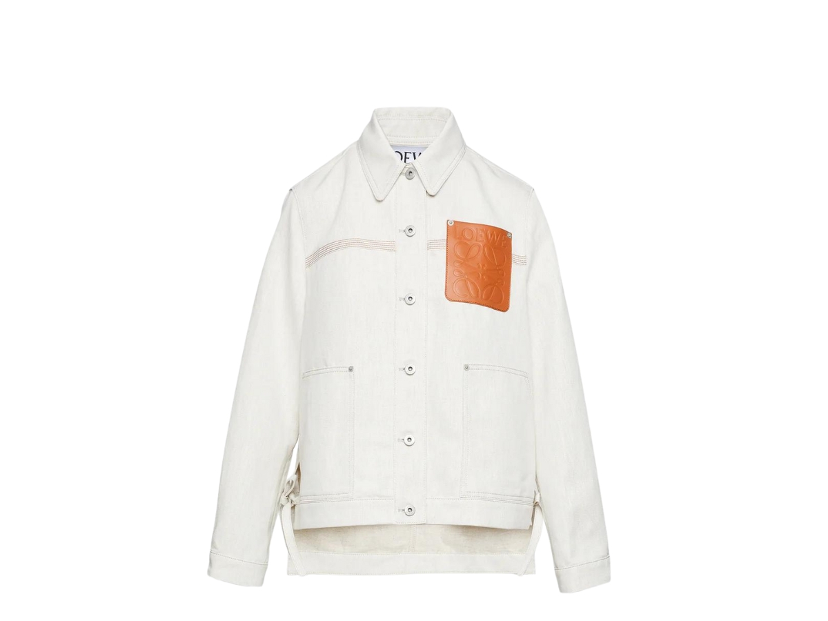 Buy Loewe Workwear Jacket In Cotton And Linen Ecru | SASOM