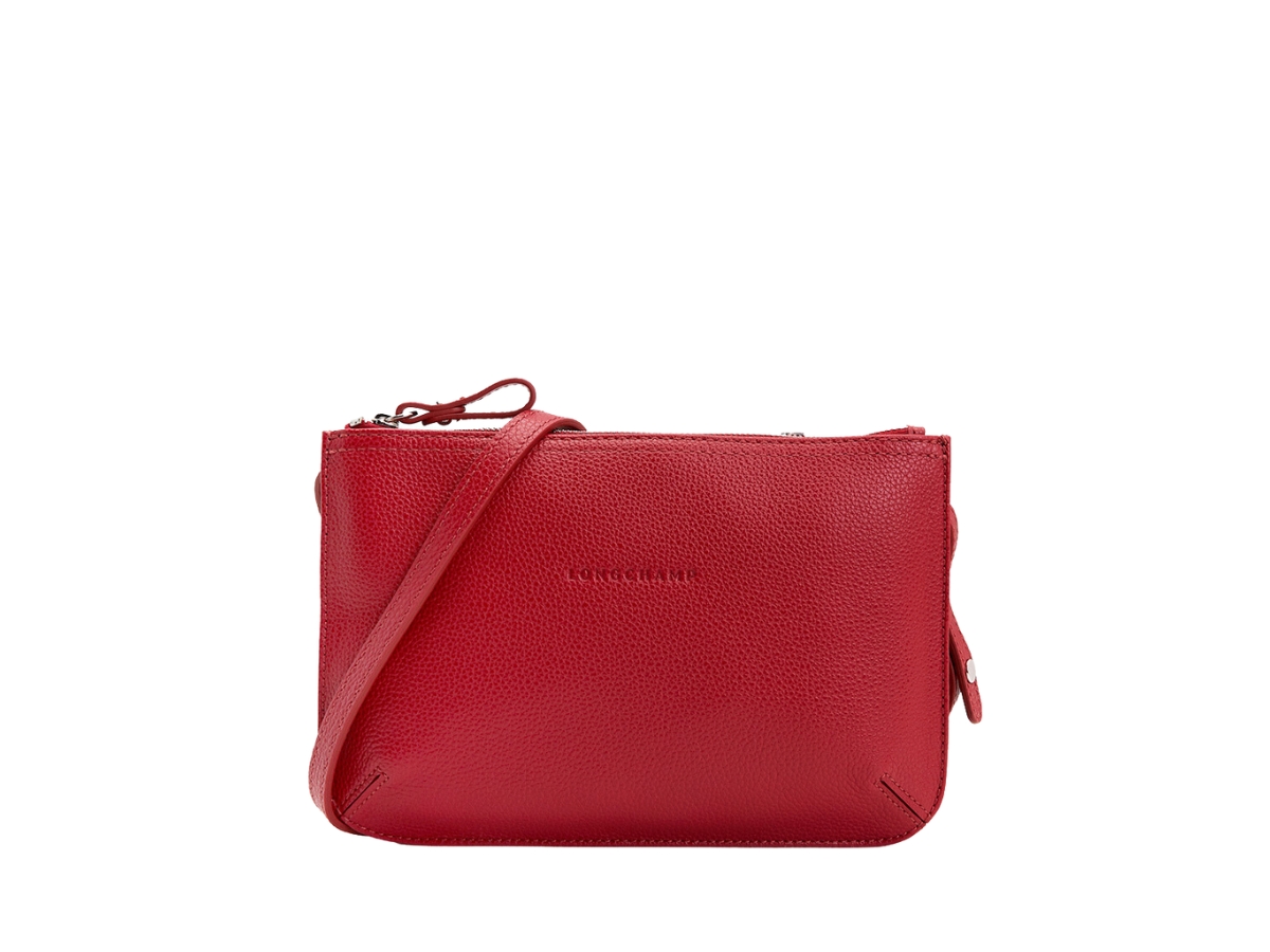 SASOM กระเป๋า Longchamp Crossbody Bag In Leather With Silver Hardware