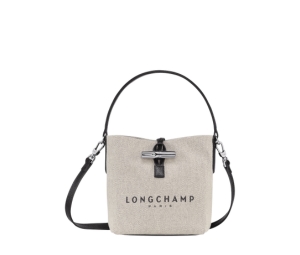 Buy Longchamp Essential XS Bucket bag Flecked cotton canvas Silver Hardware Ecru at Sasom – Authentic and Ready to Ship