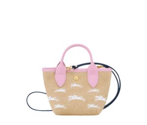 Longchamp Le Panier Pliage XS Basket In Canvas With Gold Hardware Pink