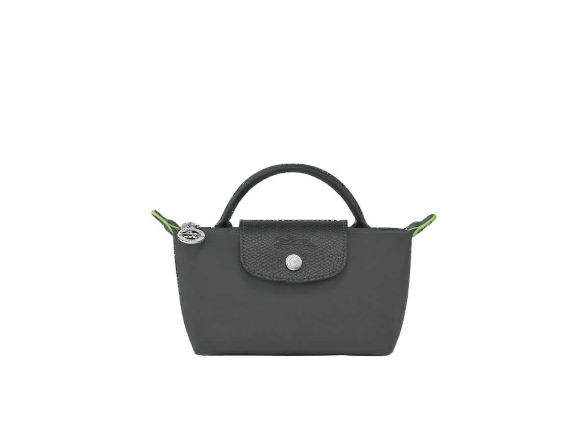 Longchamp Le Pliage Green Pouch with handle Graphite - Recycled canvas