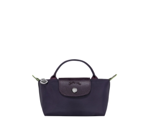 Buy Longchamp Le Pliage Green Pouch With Handle In Recycled Canvas With Silver Hardware Bilberry at Sasom – Authentic and Ready to Ship