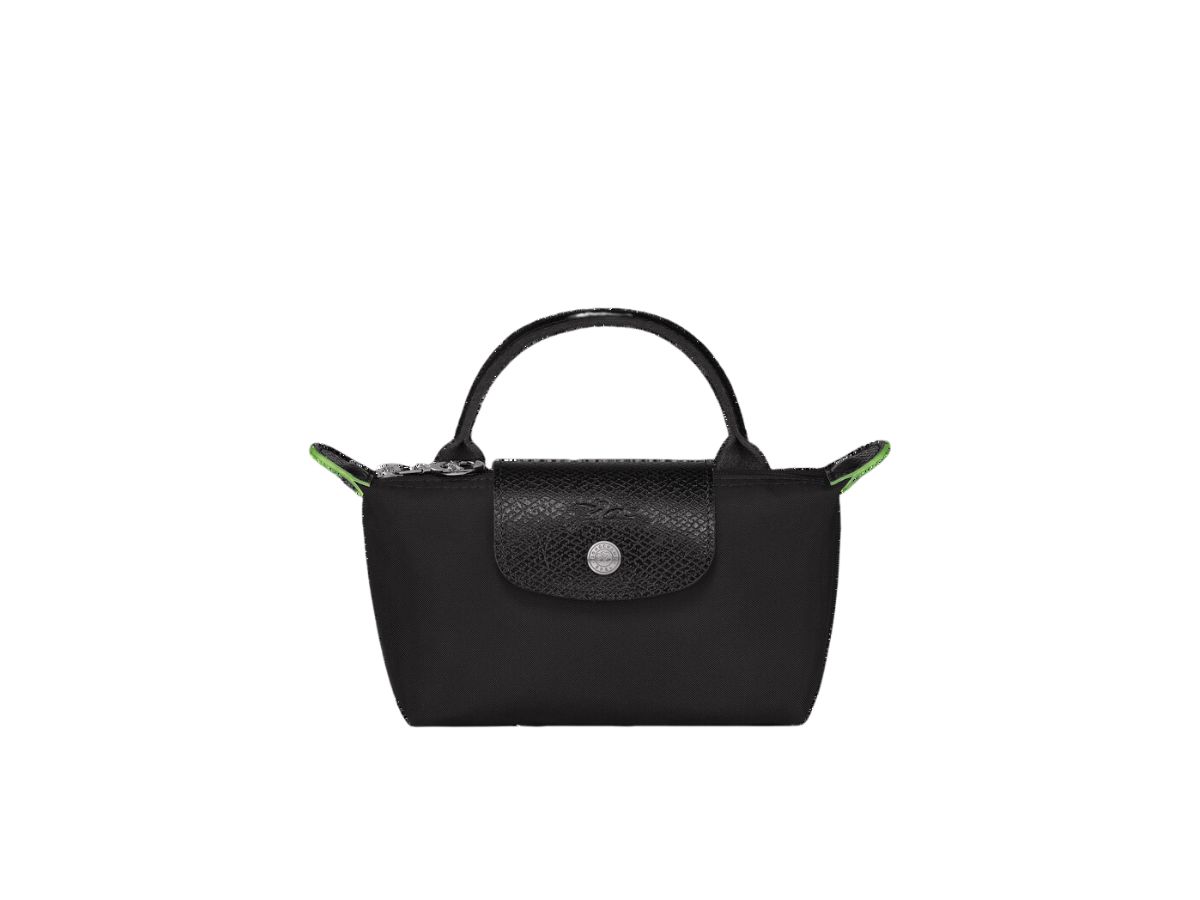 Longchamp, Accessories, New Longchamp Le Pliage Black Pouch With Handle  From Green Line