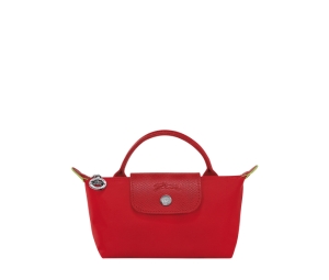 Buy Longchamp Le Pliage Green Pouch With Handle In Recycled Canvas With Silver Hardware Tomato at Sasom – Authentic and Ready to Ship