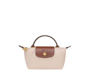 Longchamp Le Pliage Original Pouch With Handle In Recycled Canvas With Gold Hardware Paper