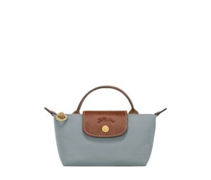 Buy Longchamp Le Pliage Original Pouch With Handle In Recycled Canvas With Gold Hardware Steel at Sasom – Authentic and Ready to Ship