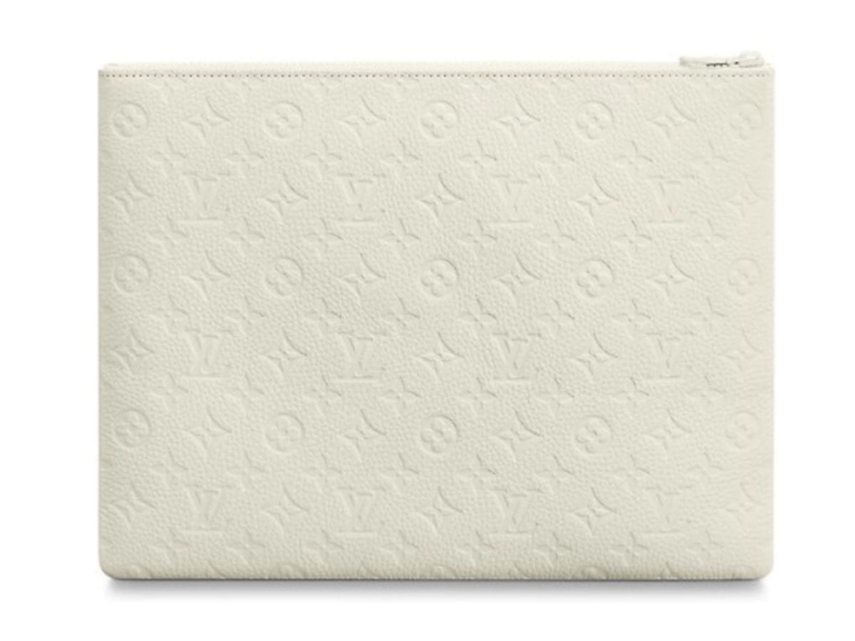 White Louis Vuitton Monogram Taurillon A4 Pouch Clutch Bag