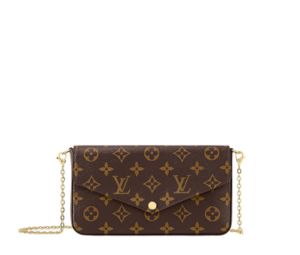 LV M61276 Felicie Pochette Brown Monogram Canvas with Gold