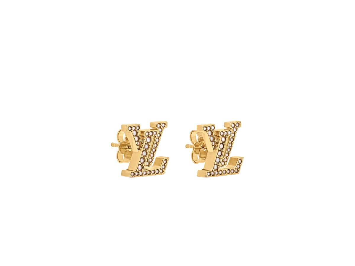 LOUIS VUITTON Louise Pearls Earrings Gold Metal & Resin