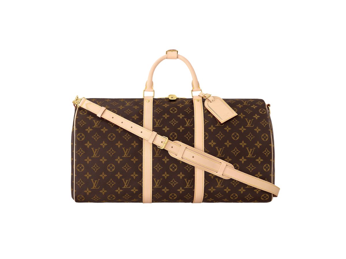 Authentic Louis Vuitton Keepall Bandouliere Bag Monogram Canvas 60 Brown