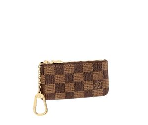 Louis Vuitton Key Pouch In Damier Ebene Canvas With Gold-Color Hardware
