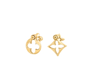 LOUIS VUITTON Metal LV Flowergram Earrings Gold 1276878