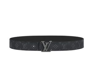 Louis Vuitton LV Initiales 40MM Reversible In Monogram Eclipse Canvas And Brass Buckle With Shiny Dark Ruthenium Finishing