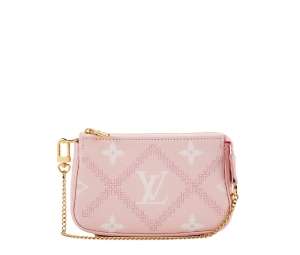 Louis Vuitton Mini Pochette Accessoires In Monogram Broderies Leather With Gold-Color Hardware Pink