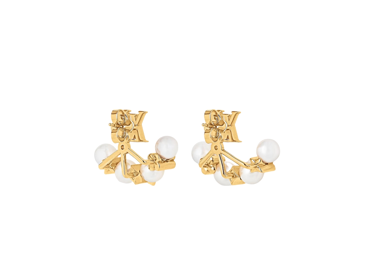 Louis Vuitton M01258 Minigram Pearls Earrings , Gold, One Size