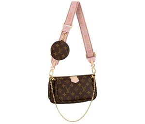 Louis Vuitton Multi Pochette Accessoires In Monogram Coated Canvas With Gold-Colour Hardware Rose Clair
