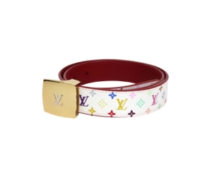 Louis Vuitton Multicolor Ceinture Belt 30MM In Monogram Coated Canvas With Gold Hardware Red White