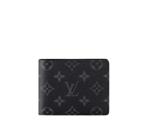 Louis Vuitton Multiple Wallet In Monogram Eclipse Canvas With Cowhide Leather Black Grey