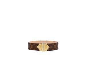 Louis Vuitton Nano Monogram Bracelet In Monogram Canvas With Shiny Golden Hinge